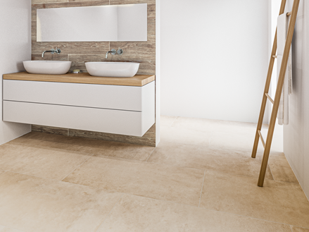 Urban Beige en combinaison avec la salle de bain Country Oak