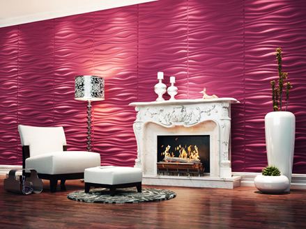 Kamin vor 3D-Wandpaneel Copyright: 3D WALL